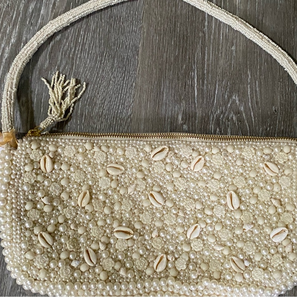 Viral Beaded Bag Purse Cream beads shells flowers 🤩